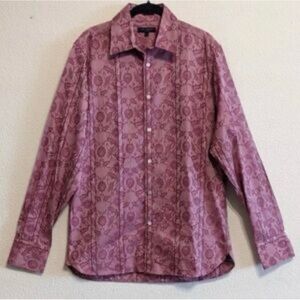 Ted Baker raspberry stripe floral button up shirt
